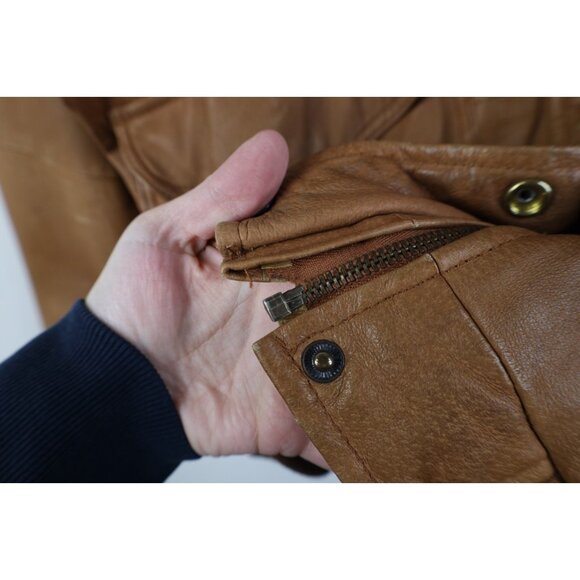Vintage 90s Streetwear Womens L Distressed Full Zip Leather Flight Bomber Jacket - Picture 8 of 16